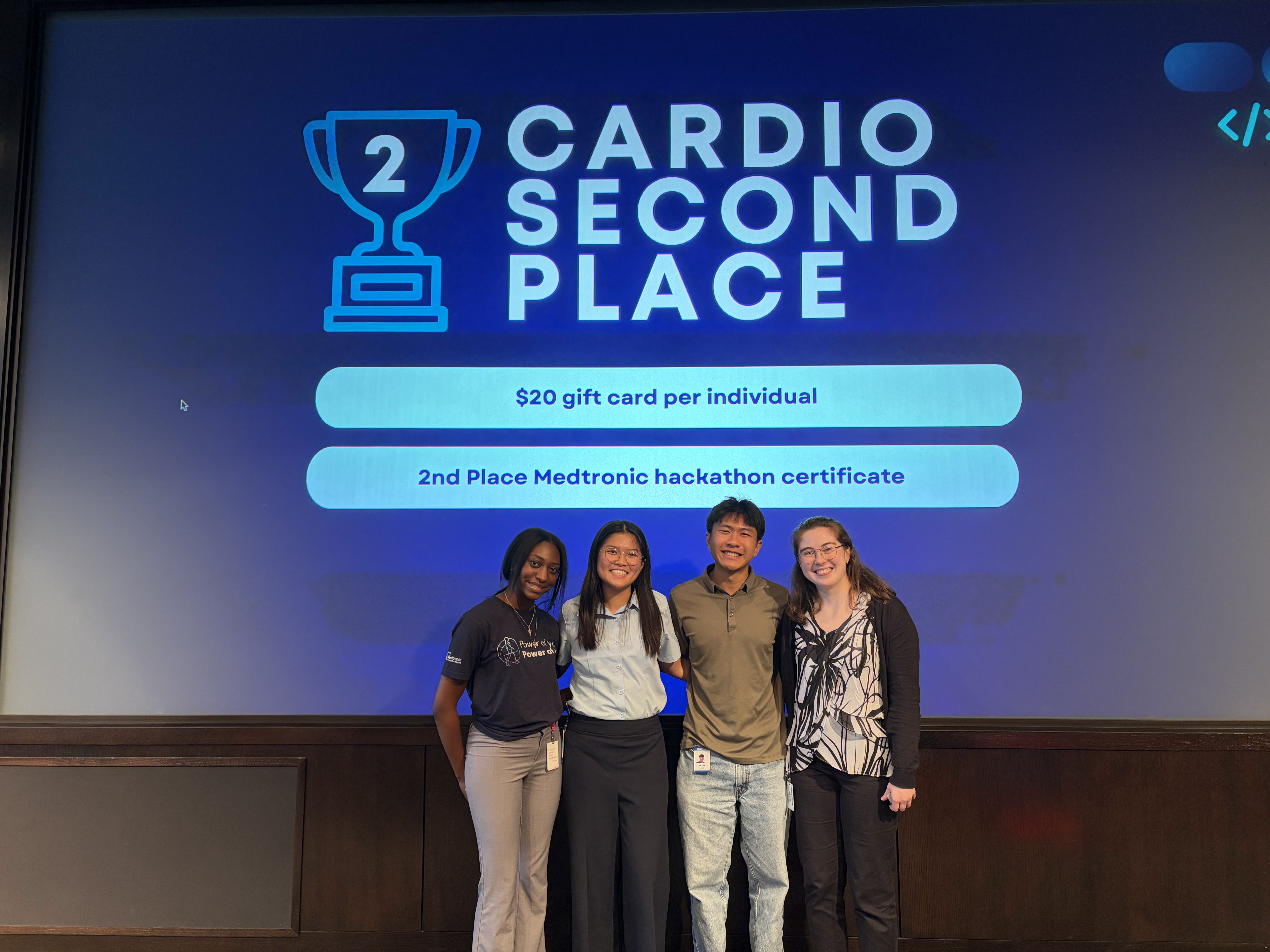 Medtronic Hackathon team on stage